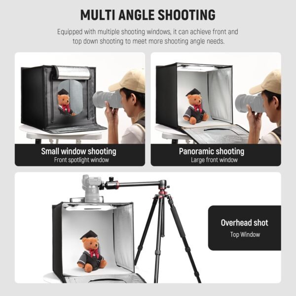 NEEWER Upgraded Photo Studio Light Box, 16"x16" Portable Folding Light Tent Kit with 144 LEDs & 4 Color Backdrops, Dimmable Shooting Tent for Jewelry Electronics Small Items Product Photography, LP40 - Image 2